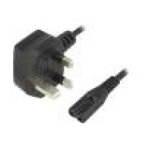 Kabel 2x0,75mm2 BS 1363 (G) vidlice,IEC C7 zásuvka PVC 1,8m