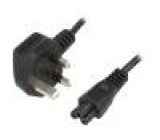 Kabel BS 1363 (G) vidlice, IEC C5 zásuvka 1,5m černá PVC 2,5A
