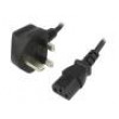 Kabel BS 1363 (G) vidlice, IEC C13 zásuvka 1,5m černá PVC