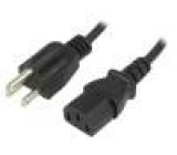 Kabel 3x18AWG IEC C13 zásuvka,NEMA 5-15 (B) vidlice PVC 1,5m