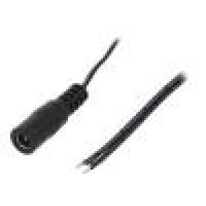 Kabel 2x0,5mm2 vodiče,DC 5,5/2,1 zásuvka přímý černá 0,23m