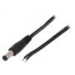 Kabel vodiče, DC 5,5/2,1 zástrčka přímý 0,5mm2 černá 1,5m