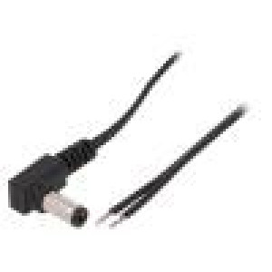 Kabel 2x0,5mm2 vodiče,DC 5,5/2,1 zástrčka úhlový černá 0,23m