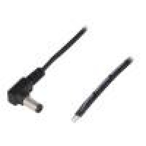 Kabel 2x0,5mm2 vodiče,DC 5,5/2,5 zástrčka úhlový černá 1,46m