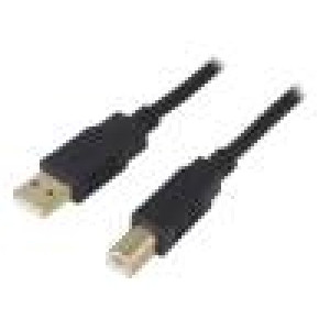 Kabel USB 2.0 USB A vidlice,USB B vidlice zlacený 5m černá