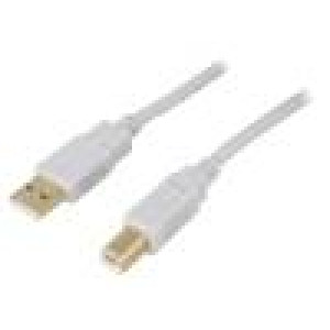 Kabel USB 2.0 USB A vidlice,USB B vidlice zlacený 5m šedá