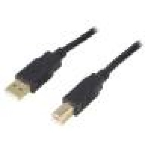 Kabel USB 2.0 USB A vidlice,USB B vidlice zlacený 3m černá