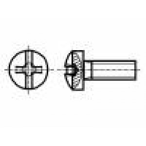 Šroub M1,6x8 0,35 Hlava: kulatá Phillips,plochá 0,4mm,PH0