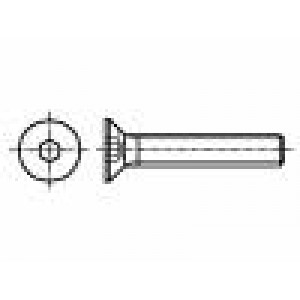 Šroub M3x8 0,5 Hlava: kuželová imbus HEX 2mm ocel zinek