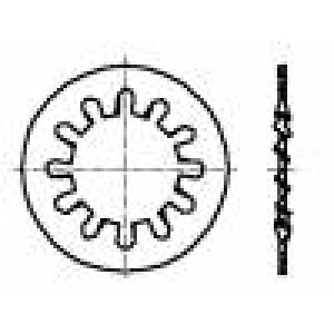 Podložka s vnitřním zoubkováním M3 D=6mm h=0,4mm ocel BN:790