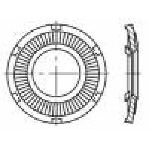 Podložka kulatá, s vnějším zoubkováním M5 D=10mm pružná ocel