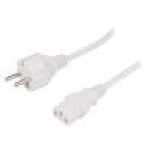 Kabel CEE 7/7 (E/F) vidlice, IEC C13 zásuvka 1,8m bílá PVC