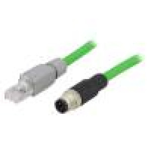 Adaptér RJ45 vidlice, M12 vidlice kód D-Ethernet PIN:4 přímý