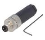 Konektor M8 vidlice PIN:3 přímý na kabel zástrčka 60V IP67