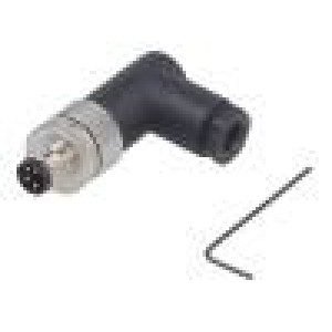 Konektor M8 vidlice PIN:4 úhlové 90° na kabel zástrčka 60V