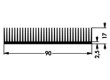 Chladič lisovaný žebrovaný přírodní L:1000mm W:90mm H:17mm