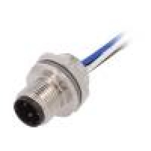 Zásuvka M12 PIN:4 vidlice do panelu vodiče IP67 -40÷85°C