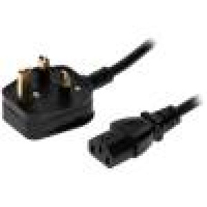 Kabel 3x0,75mm2 BS 1363 (G) vidlice,IEC C13 zásuvka PVC 1,8m
