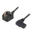 Kabel BS 1363 (G) vidlice, IEC C13 zásuvka 90° 1,8m černá PVC