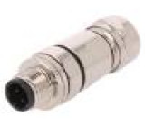 Zástrčka M12 PIN:4 vidlice kód D-Ethernet na kabel IP67 250V