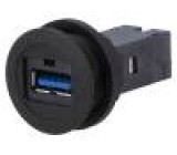 Zásuvka USB 3.0 A/A 22mm IP20 Barva: černá -40÷70°C Ø22mm