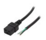 Kabel IEC C19 zásuvka, vodiče Dél.kabelu:1,8m černá PVC