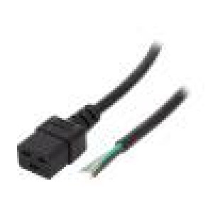 Kabel IEC C19 zásuvka, vodiče Dél.kabelu:2m černá PVC