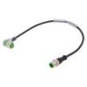 Kabel: pro snímače/automatizaci M12 300mm 4A -30÷80°C PVC