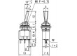 Přepínač páčkový SP3T ON-OFF-(ON) 6A/125VAC Výv: očka 20mΩ