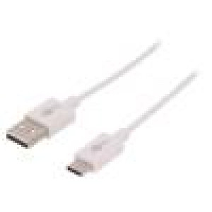 Kabel USB 2.0 USB A vidlice,USB C vidlice 1m bílá Žíla: Cu
