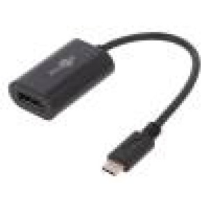 Kabel USB 3.1 DisplayPort zásuvka, USB C vidlice 0,2m černá