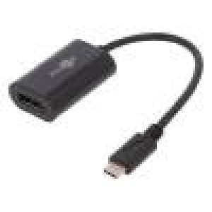 Adaptér USB 3.0 DisplayPort zásuvka,USB C vidlice 0,2m černá