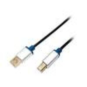 Kabel USB 2.0 USB A vidlice,USB B vidlice 2m černá hliník