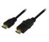 Kabel HDMI vidlice, HDMI otočná vidlice ±90° 1,8m černá