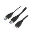 Kabel USB 3.0 USB A zásuvka, USB A vidlice x2 niklovaný 600mm