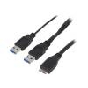 Kabel USB 3.0 USB A zásuvka, USB A vidlice x2 niklovaný 600mm