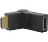 Adaptér HDMI otočná zásuvka 360°, HDMI vidlice Barva: černá