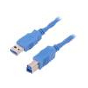 Kabel USB 3.0 USB A vidlice, USB B vidlice 2m modrá