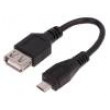 Kabel USB 2.0 USB A zásuvka, USB B micro vidlice 100mm černá