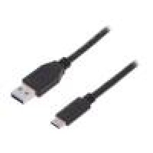 Kabel USB 2.0 USB A vidlice,USB C vidlice niklovaný 1m černá