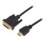 Kabel HDMI 1.4 DVI-D (18+1) vidlice, HDMI vidlice 2m černá