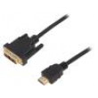 Kabel HDMI 1.4 DVI-D (18+1) vidlice, HDMI vidlice 3m černá
