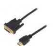 Kabel HDMI 1.4 DVI-D (18+1) vidlice, HDMI vidlice 5m černá