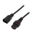 Kabel IEC C13 zásuvka, IEC C14 vidlice 2m se zajištěním černá