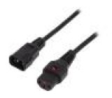 Kabel IEC C13 zásuvka, IEC C14 vidlice 2m se zajištěním černá