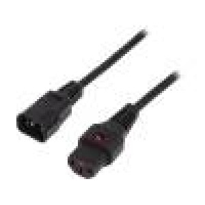 Kabel IEC C13 zásuvka,IEC C14 vidlice PVC 2m černá 10A 250V