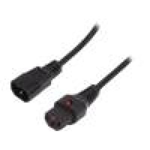 Kabel IEC C13 zásuvka,IEC C14 vidlice PVC 1m černá 10A 250V