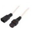 Kabel IEC C13 zásuvka, IEC C14 vidlice 3m se zajištěním bílá