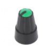 Knoflík miniaturní plast Pr.hříd:6mm Ø13x19mm černá zelená