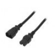 Kabel 3x14AWG IEC C14 vidlice,IEC C15 zásuvka PVC 1,8m černá